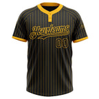 Custom Black Gold Pinstripe Gold Two-Button Unisex Softball Jersey photo 2