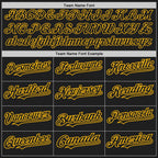 Custom Black Gold Pinstripe Gold Two-Button Unisex Softball Jersey photo 3