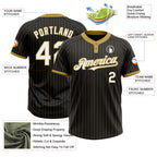 Custom Black Old Gold Pinstripe White Two-Button Unisex Softball Jersey photo 3