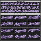 Custom Black Purple Pinstripe Gray Two-Button Unisex Softball Jersey photo 4
