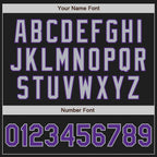 Custom Black Purple Pinstripe Gray Two-Button Unisex Softball Jersey photo 5