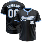 Custom Black Light Blue Pinstripe White Two-Button Unisex Softball Jersey photo 1