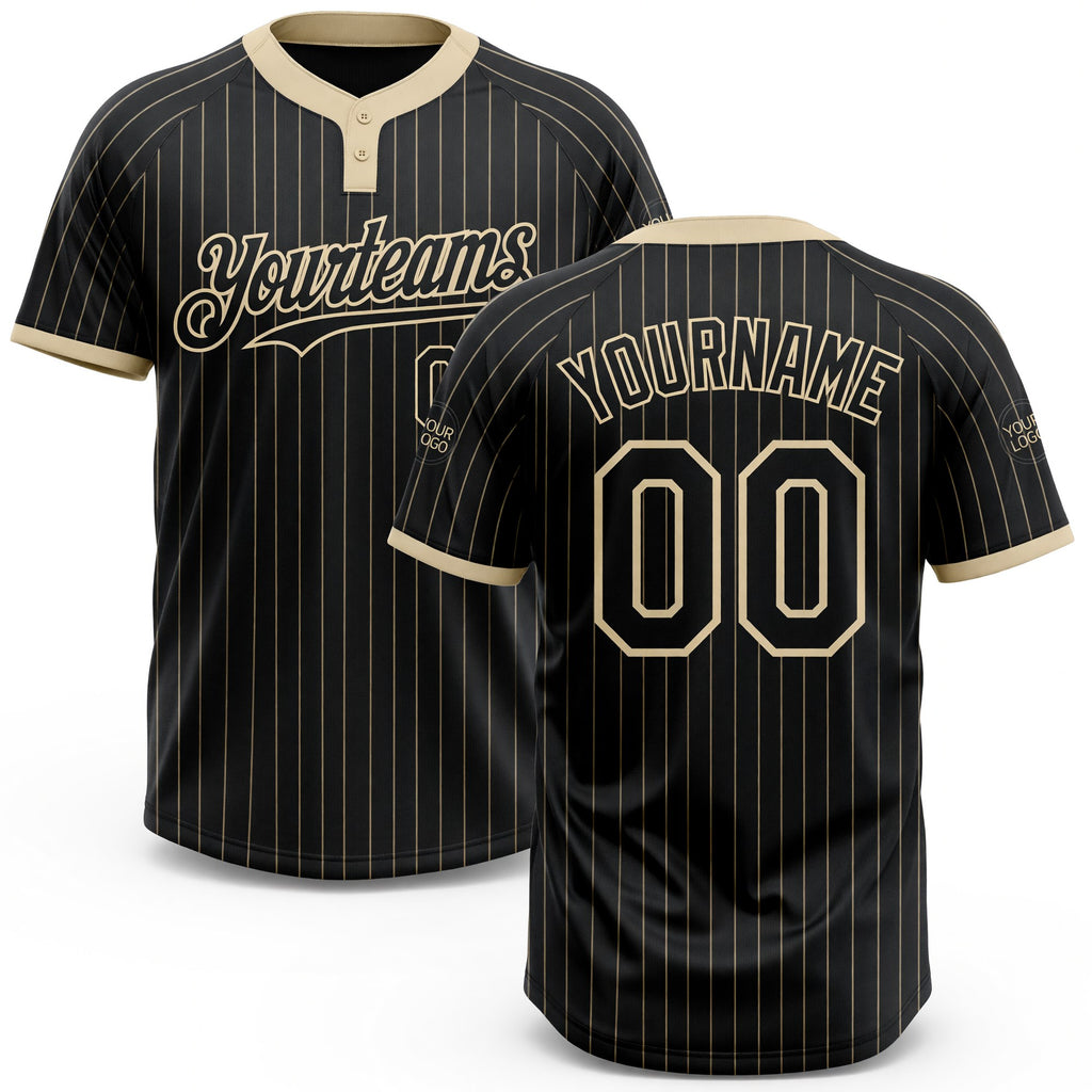 Custom Black Cream Pinstripe Cream Two-Button Unisex Softball Jersey