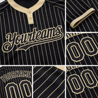 Custom Black Cream Pinstripe Cream Two-Button Unisex Softball Jersey detail