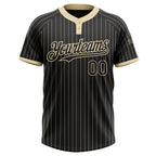 Custom Black Cream Pinstripe Cream Two-Button Unisex Softball Jersey photo 2