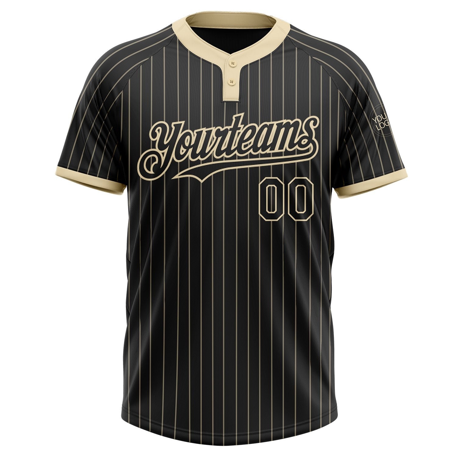 Custom Black Cream Pinstripe Cream Two-Button Unisex Softball Jersey photo 2