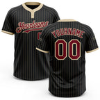 Custom Black Cream Pinstripe Crimson Two-Button Unisex Softball Jersey