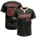 Custom Black Cream Pinstripe Crimson Two-Button Unisex Softball Jersey photo 1