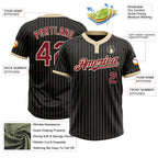 Custom Black Cream Pinstripe Crimson Two-Button Unisex Softball Jersey photo 3