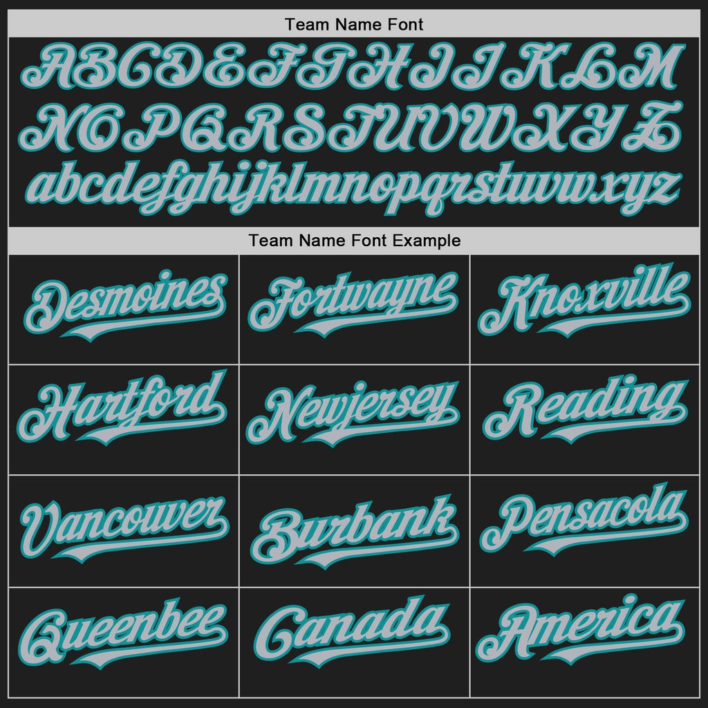 Custom Black Teal Pinstripe Gray Two-Button Unisex Softball Jersey photo 4