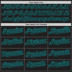 Custom Black Teal Pinstripe Teal Two-Button Unisex Softball Jersey photo 4