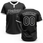 Custom Black White Pinstripe White Two-Button Unisex Softball Jersey