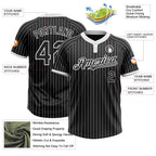 Custom Black White Pinstripe White Two-Button Unisex Softball Jersey photo 3
