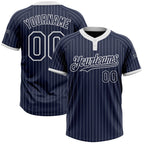 Custom Navy White Pinstripe White Two-Button Unisex Softball Jersey photo 1