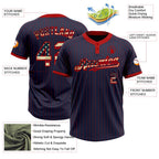 Custom Navy Red Pinstripe Vintage USA Flag Two-Button Unisex Softball Jersey photo 3