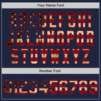 Custom Navy Red Pinstripe Vintage USA Flag Two-Button Unisex Softball Jersey photo 5