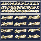 Custom Navy Old Gold Pinstripe White Two-Button Unisex Softball Jersey photo 4