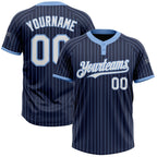 Custom Navy Light Blue Pinstripe White Two-Button Unisex Softball Jersey photo 1