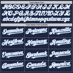 Custom Navy Light Blue Pinstripe White Two-Button Unisex Softball Jersey photo 4