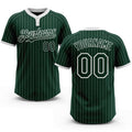 Custom Green White Pinstripe White Two-Button Unisex Softball Jersey