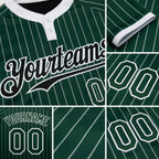 Custom Green White Pinstripe White Two-Button Unisex Softball Jersey detail