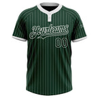Custom Green White Pinstripe White Two-Button Unisex Softball Jersey photo 2