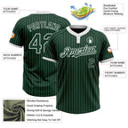 Custom Green White Pinstripe White Two-Button Unisex Softball Jersey photo 3
