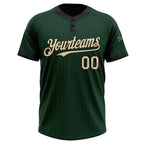Custom Green Black Pinstripe Cream Two-Button Unisex Softball Jersey photo 2