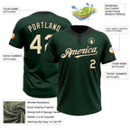 Custom Green Black Pinstripe Cream Two-Button Unisex Softball Jersey photo 3
