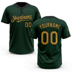 Custom Green Black Pinstripe Old Gold Two-Button Unisex Softball Jersey
