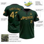 Custom Green Black Pinstripe Old Gold Two-Button Unisex Softball Jersey photo 3