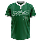 Custom Kelly Green White Pinstripe White Two-Button Unisex Softball Jersey photo 2