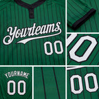 Custom Kelly Green Black Pinstripe White Two-Button Unisex Softball Jersey detail