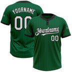Custom Kelly Green Black Pinstripe White Two-Button Unisex Softball Jersey photo 1