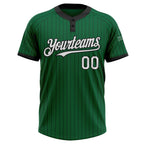 Custom Kelly Green Black Pinstripe White Two-Button Unisex Softball Jersey photo 2