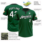 Custom Kelly Green Black Pinstripe White Two-Button Unisex Softball Jersey photo 3