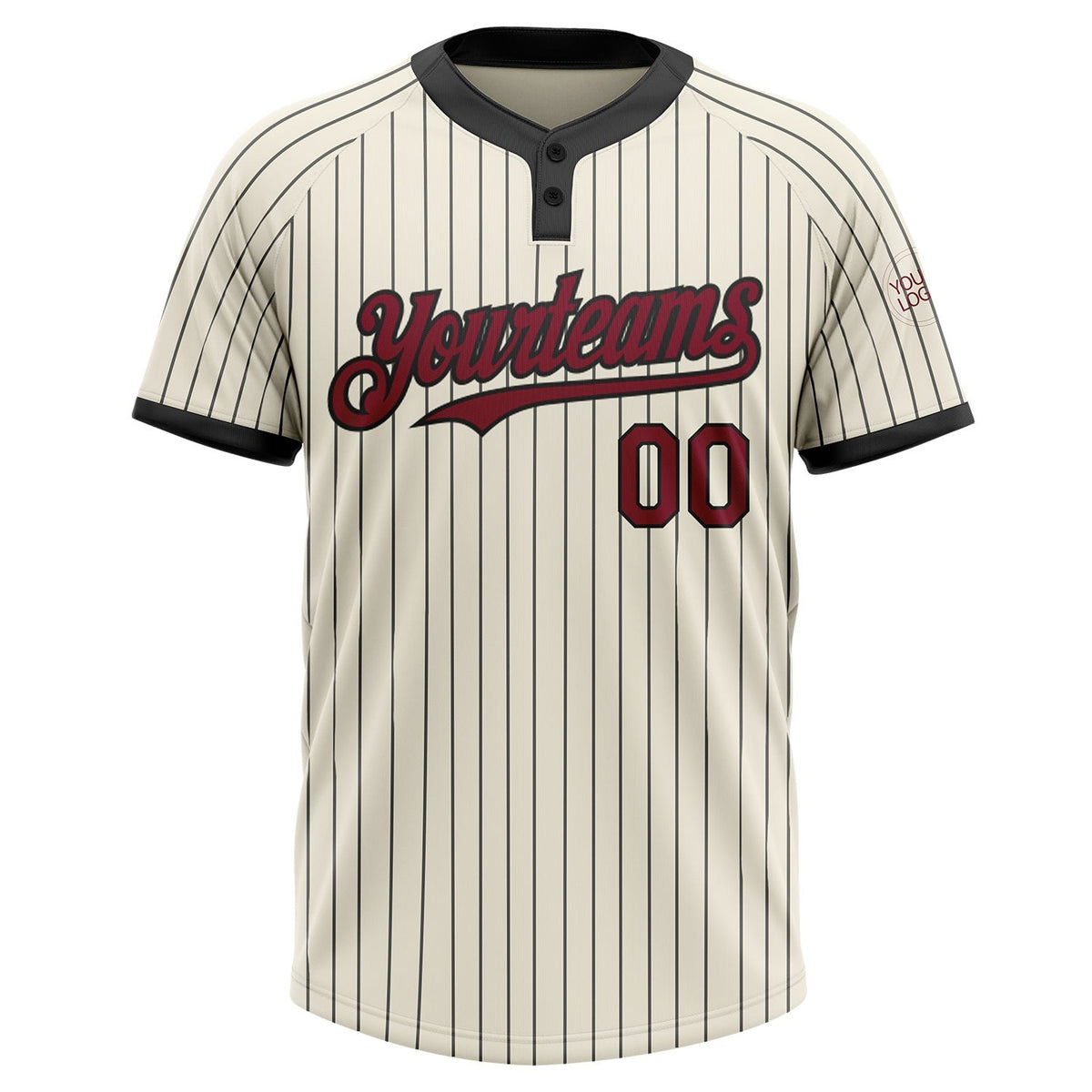 Custom Cream Black Pinstripe Crimson Two-Button Unisex Softball Jersey photo 2