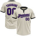 Custom Cream Black Pinstripe Purple Two-Button Unisex Softball Jersey