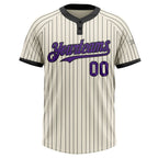 Custom Cream Black Pinstripe Purple Two-Button Unisex Softball Jersey photo 2
