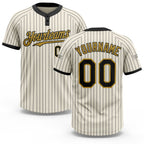 Custom Cream Black Pinstripe Old Gold Two-Button Unisex Softball Jersey
