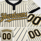 Custom Cream Black Pinstripe Old Gold Two-Button Unisex Softball Jersey detail