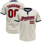build navy cream pinstripe softball red jersey two button softball1063