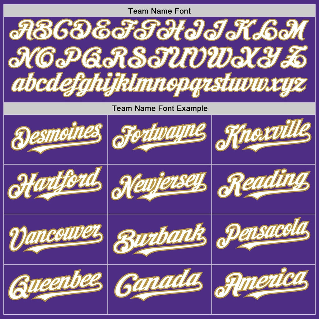 Custom Purple Old Gold Pinstripe White Two-Button Unisex Softball Jersey photo 3