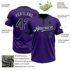 Custom Purple Black Pinstripe Gray Two-Button Unisex Softball Jersey photo 3
