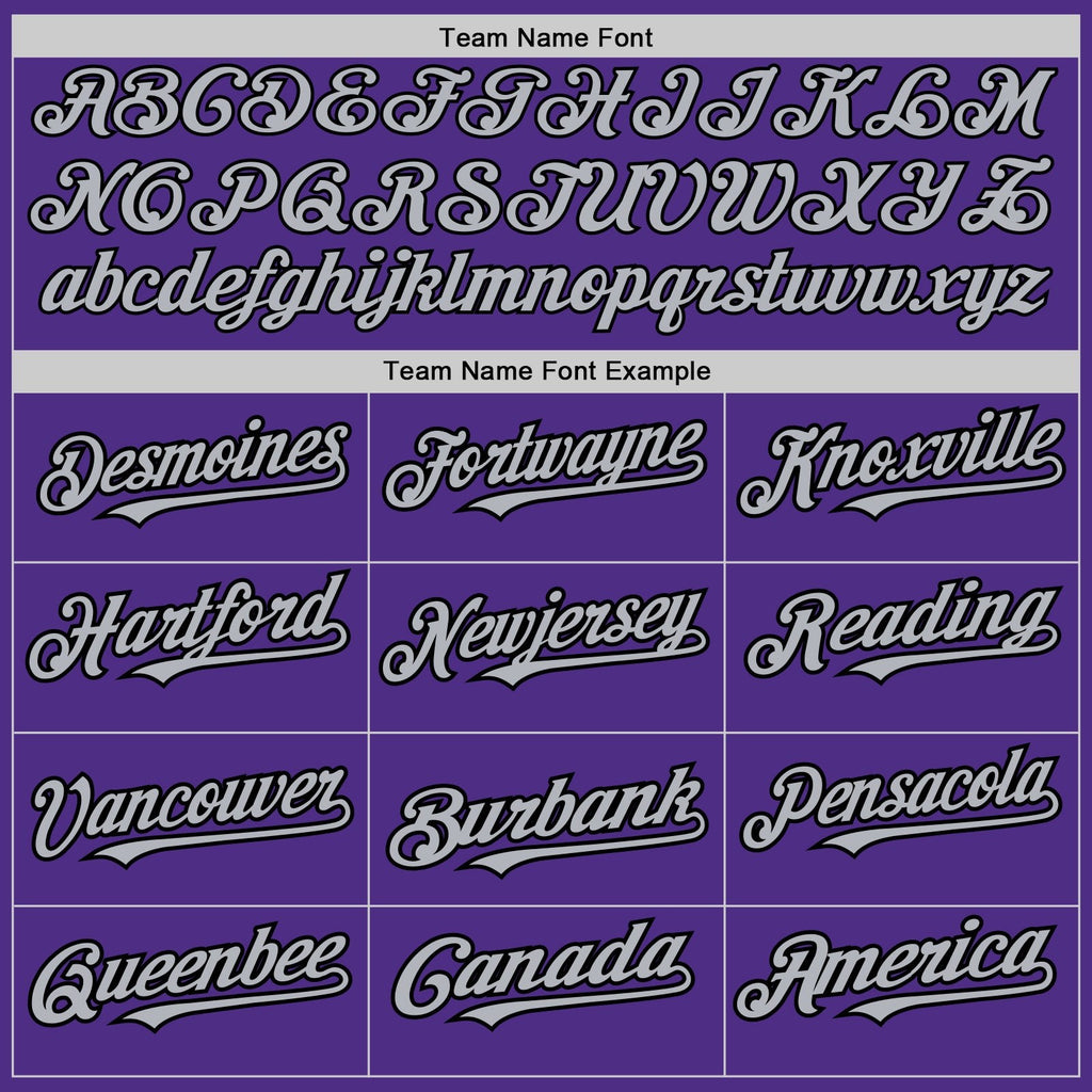 Custom Purple Black Pinstripe Gray Two-Button Unisex Softball Jersey photo 4