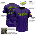 Custom Purple Black Pinstripe Neon Green Two-Button Unisex Softball Jersey photo 3