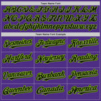 Custom Purple Black Pinstripe Neon Green Two-Button Unisex Softball Jersey photo 4