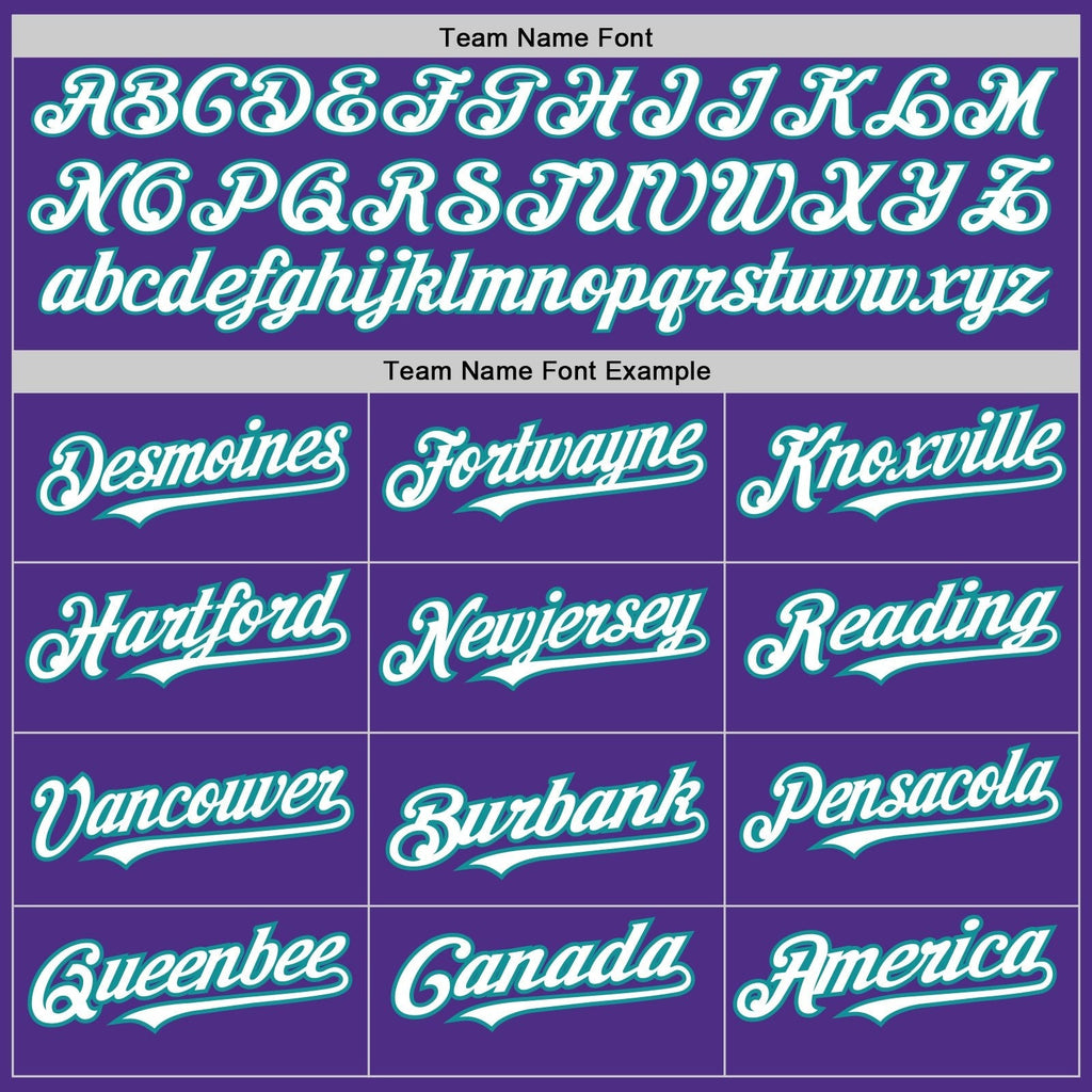 Custom Purple Teal Pinstripe White Two-Button Unisex Softball Jersey photo 3