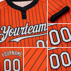 Custom Orange Black Pinstripe White Two-Button Unisex Softball Jersey detail