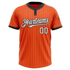 Custom Orange Black Pinstripe White Two-Button Unisex Softball Jersey photo 2